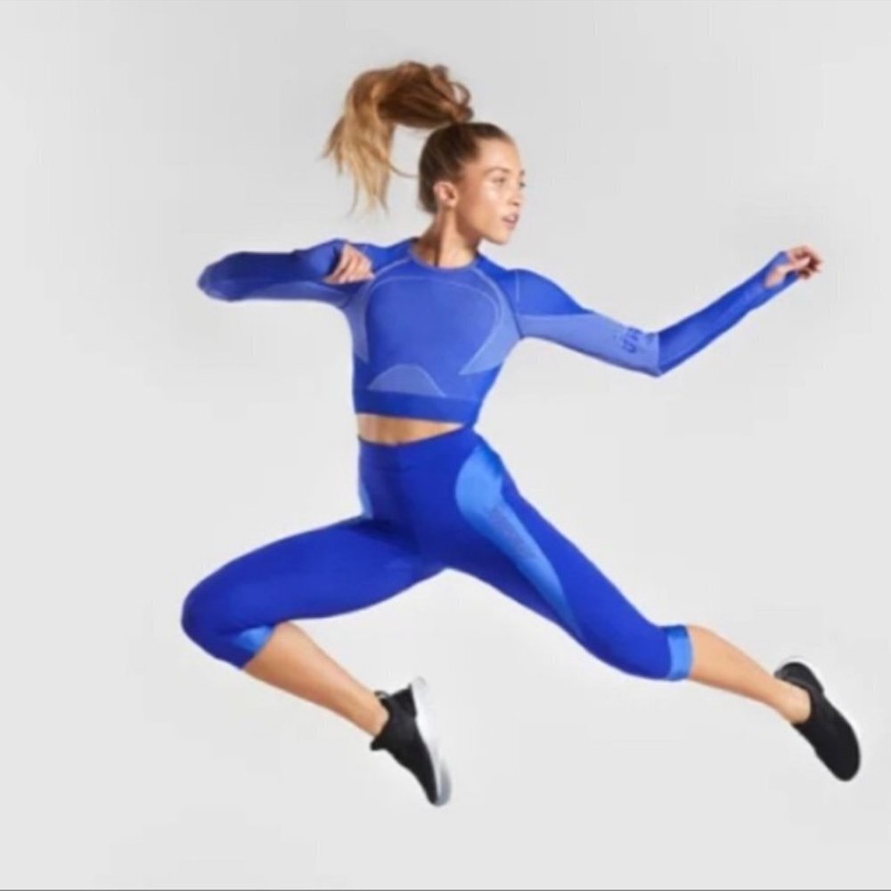 Gymshark Turbo Cropped Blue Leggings